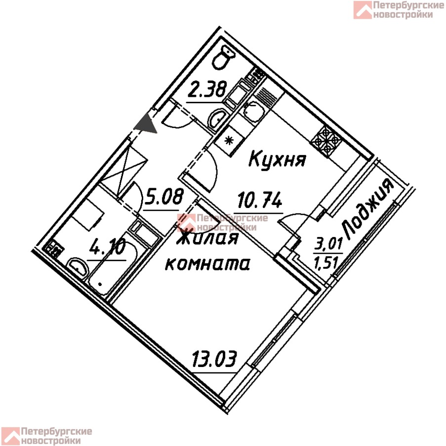 АН «Петербургские Новостройки» | Купить 1 к.кв. 36.84 м2 в новостройке от  застройщика в ЖК Modum у метро Комендантский проспект, Пионерская, Старая  деревня